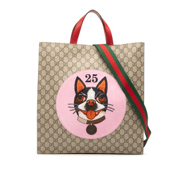 Gucci Gg Supreme Bosco Dog Print Tote Bag/Shoulder Bag