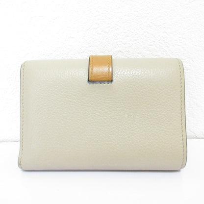 Loewe Small Vertical Leather Compact Wallet Tri-Fold Beige
