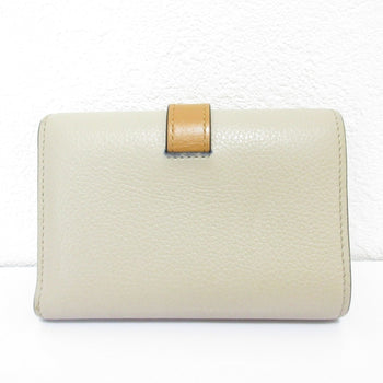 Loewe Small Vertical Leather Compact Wallet Tri-Fold Beige