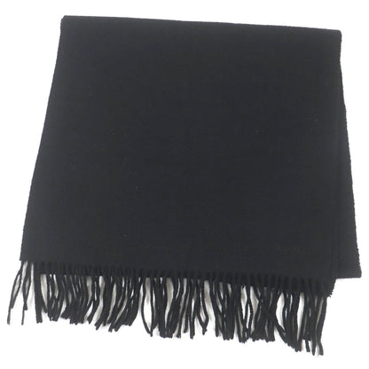 Hermes 100% Cashmere Logo Embroidery Fringe Scarf/Shawl In Black