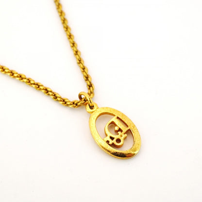 Christian Dior Oval Necklace In Gp-Plated Gold