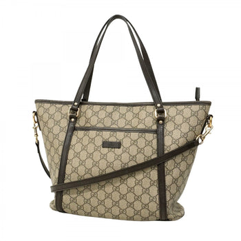 Gucci Gg Supreme Tote Bag 388929 Brown Champagne 2-Way