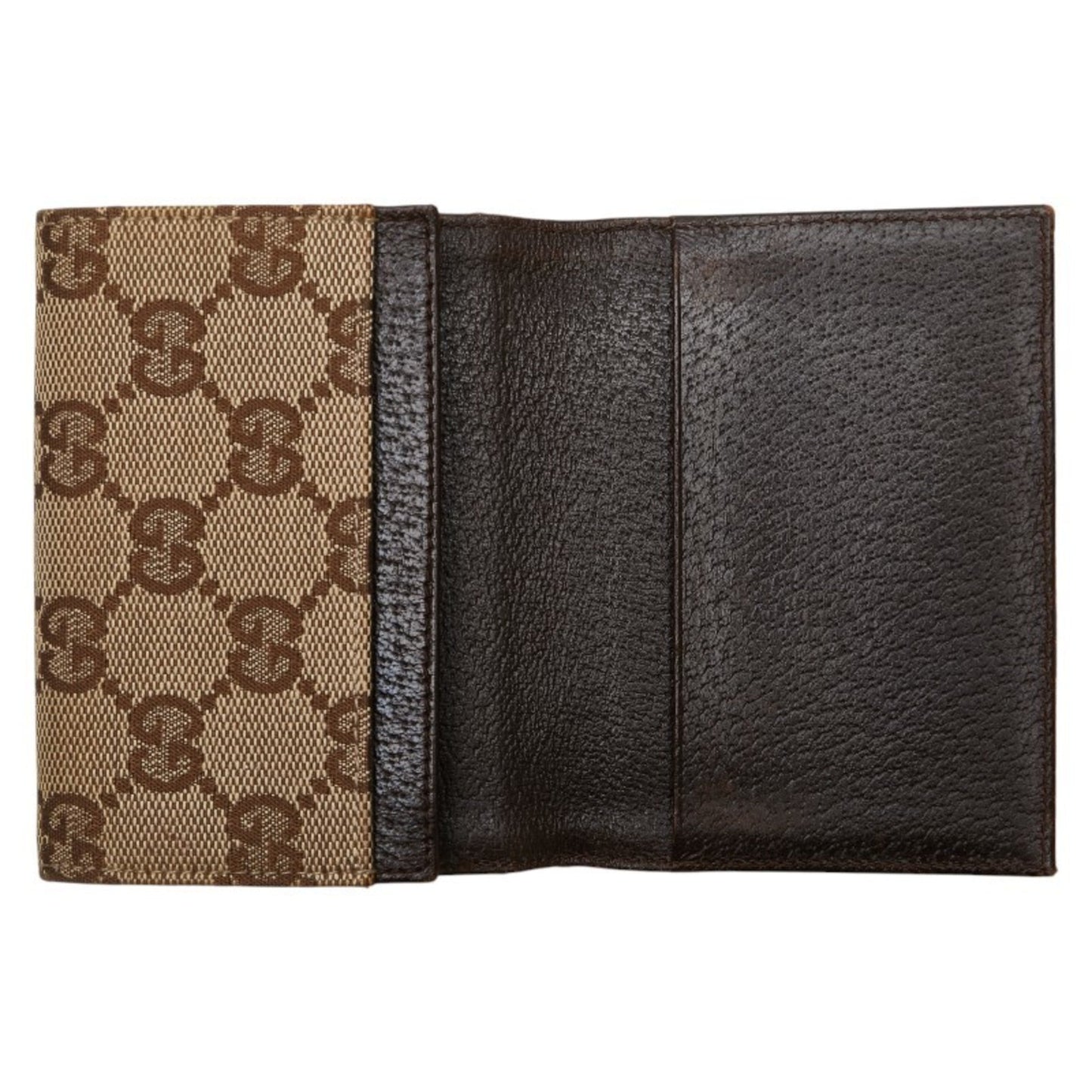 Gucci Gg Canvas Business Card Case/Card Case/Pass Case 120965 Beige Brown Leather