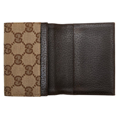 Gucci Gg Canvas Business Card Case/Card Case/Pass Case 120965 Beige Brown Leather