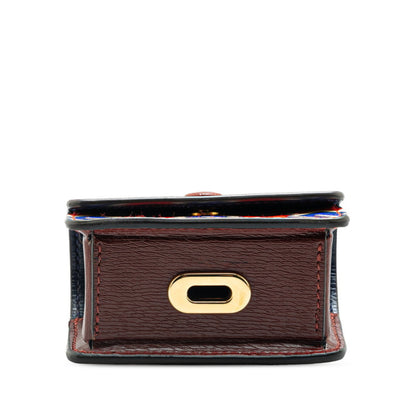 Gucci Geometric G Etiquette Holder Keychain 692957 Red Multicolor Leather