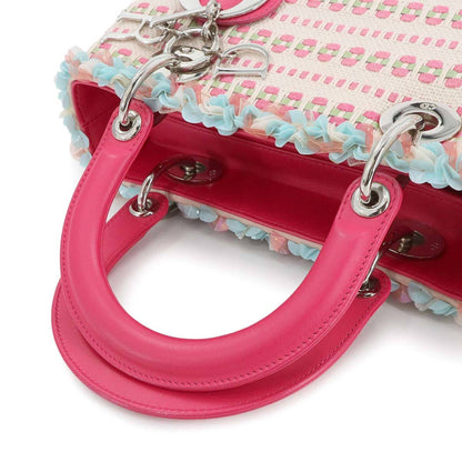 Christian Dior Cannage Lady Medium 2-Way Hand/Shoulder Bag In Tweed Canvas And Leather