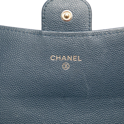 Chanel Matelasse Coco Mark Long Wallet Blue Caviar Leather