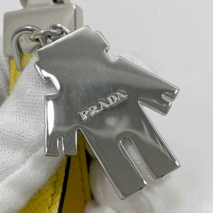 Prada Keychain Ec-23549 Yellow Sole F0377 2Pp040 Unused Saffiano Leather Metal Robot Key Holder