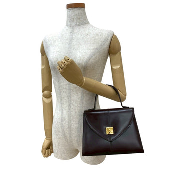 Yves Saint Laurent Ysl Logo Hardware Genuine Leather Handbag Brown 06612