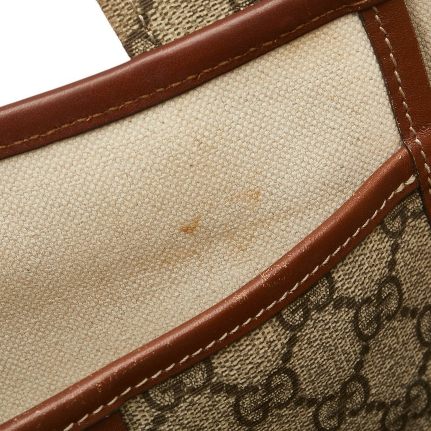 Gucci Gg Supreme Tote Bag 211135 Beige Brown Leather