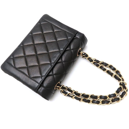 Chanel Matelasse Chain Mini Handbag In Black Lambskin