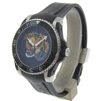 Gucci Dive 136 3 Black Dial Stainless Steel Rubber Quartz Battery