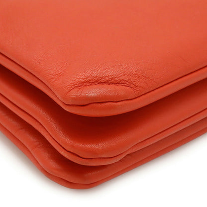 Celine Trio Large Shoulder Bag/Pouch In Orange-Red Leather