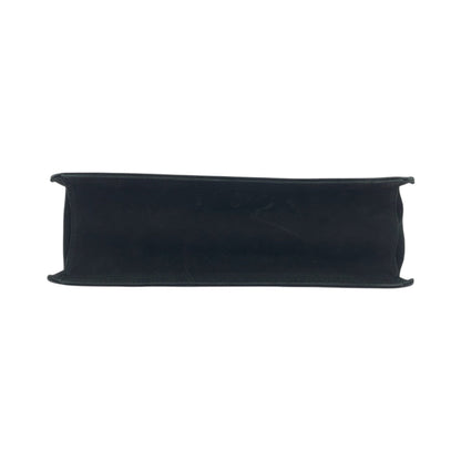 Gianni Versace Vintage Sunburst Black Suede Shoulder Bag With Gold Hardware
