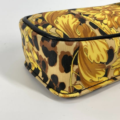 Versace Vintage Leopard Print Pochette With Chain Phone Case And Shoulder Bag In Pvc/Leather