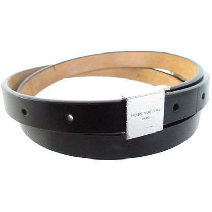 Louis Vuitton Belt Leather Metal Black Silver