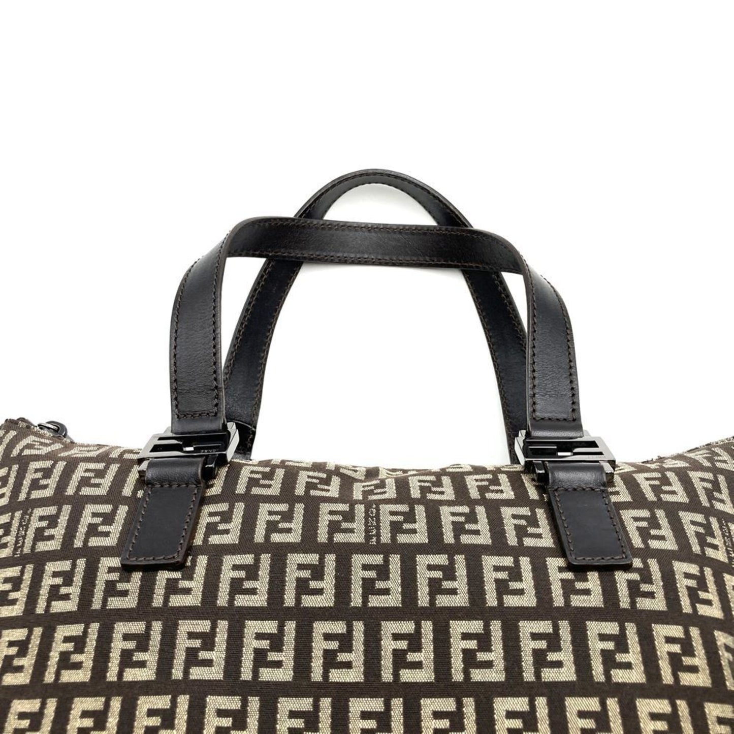 Fendi Zucchino Handbag Tote Bag In Brown Canvas