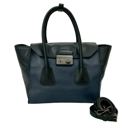 Prada Prada Logo Two-Tone Leather 2-Way Handbag