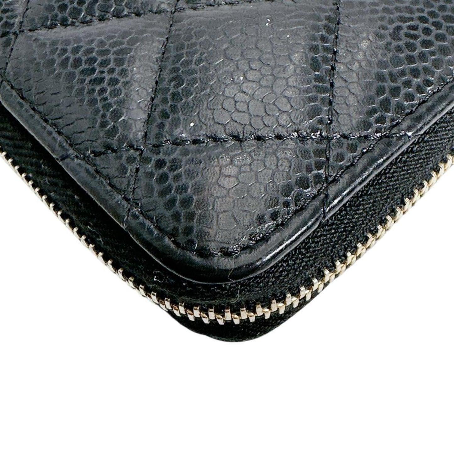 Chanel Wallet/Coin Case Matelasse Matte Caviar Leather Ap0216 Black