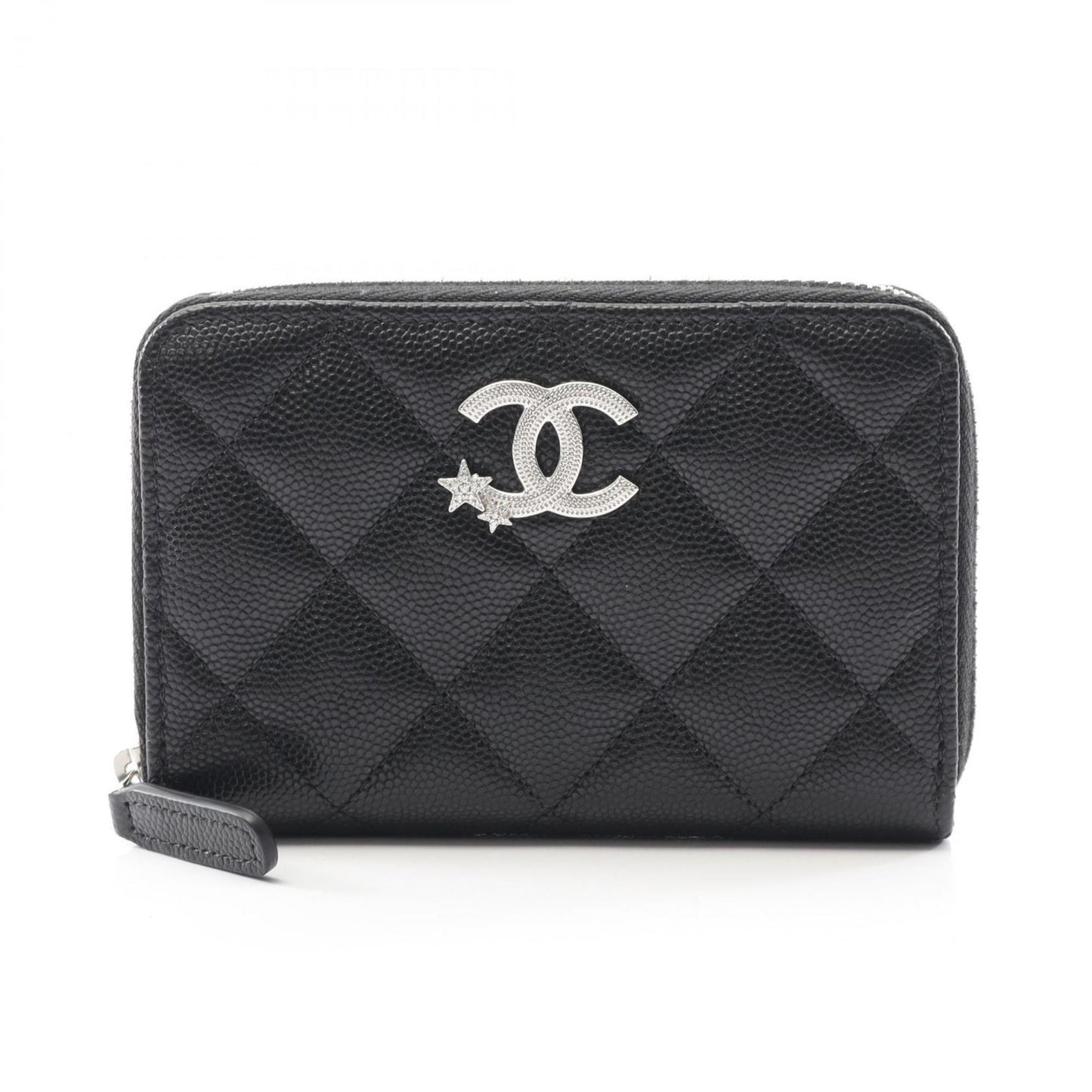Chanel Matelasse Coco Mark Star Round Wallet In Grained Calfskin Leather