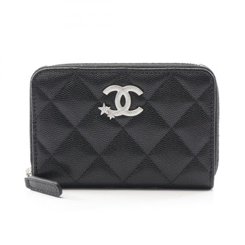 Chanel Matelasse Coco Mark Star Round Wallet In Grained Calfskin Leather