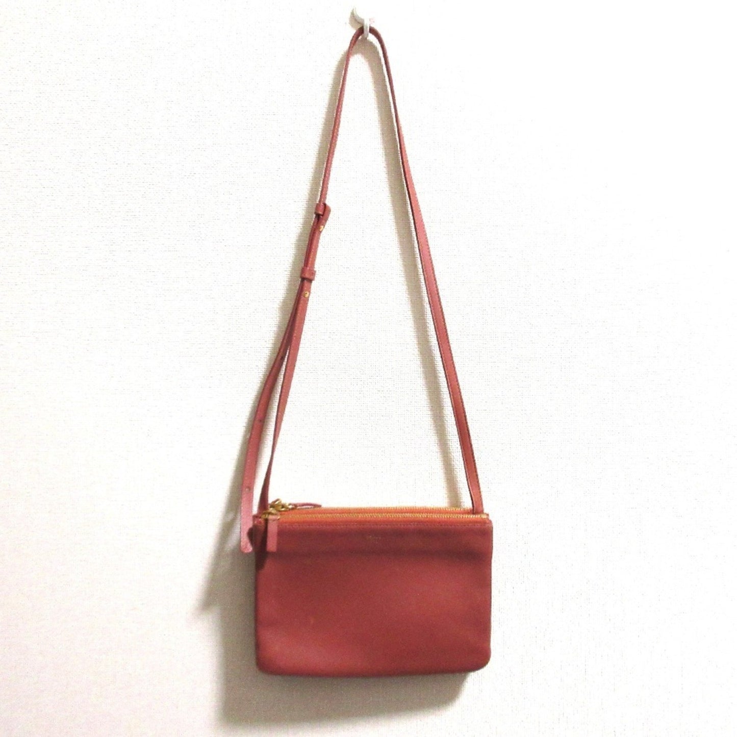Celine Trio Small Shoulder Bag In Pink Brown