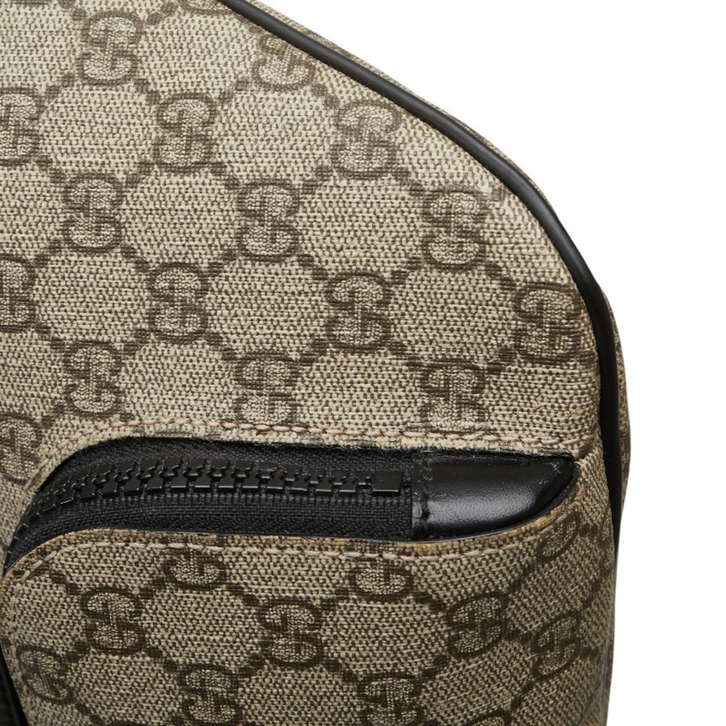 Gucci Gg Supreme Waist Bag 450946 Beige Black Leather