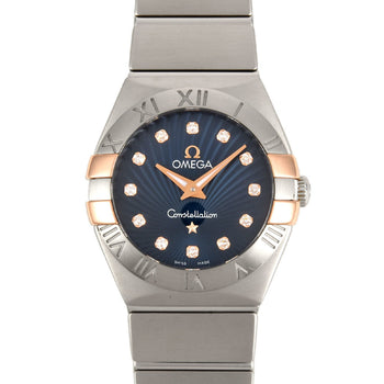 Omega 795.1007 Constellation Watch Quartz Navy Dial Ss K18 Gold 12P Diamond