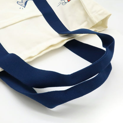 Hermes Adada Mother'S Bag Tote Horse Canvas Blue Marine Ivory Beige