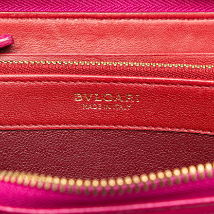 Bvlgari Round Long Wallet 280567 Pink Leather