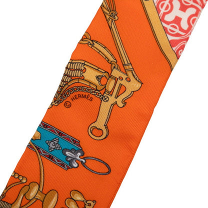 Hermes Herms Twilly Mors Et Gourmettes Horse Bit And Chain Scarf/Muffler In Orange