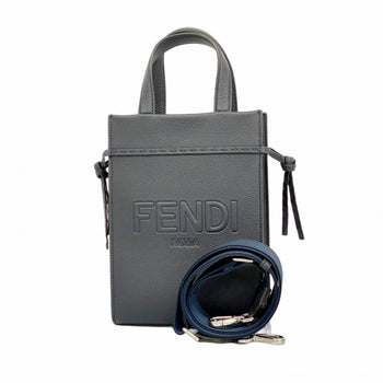 Fendi Roma Go To Leather Handbag In Navy