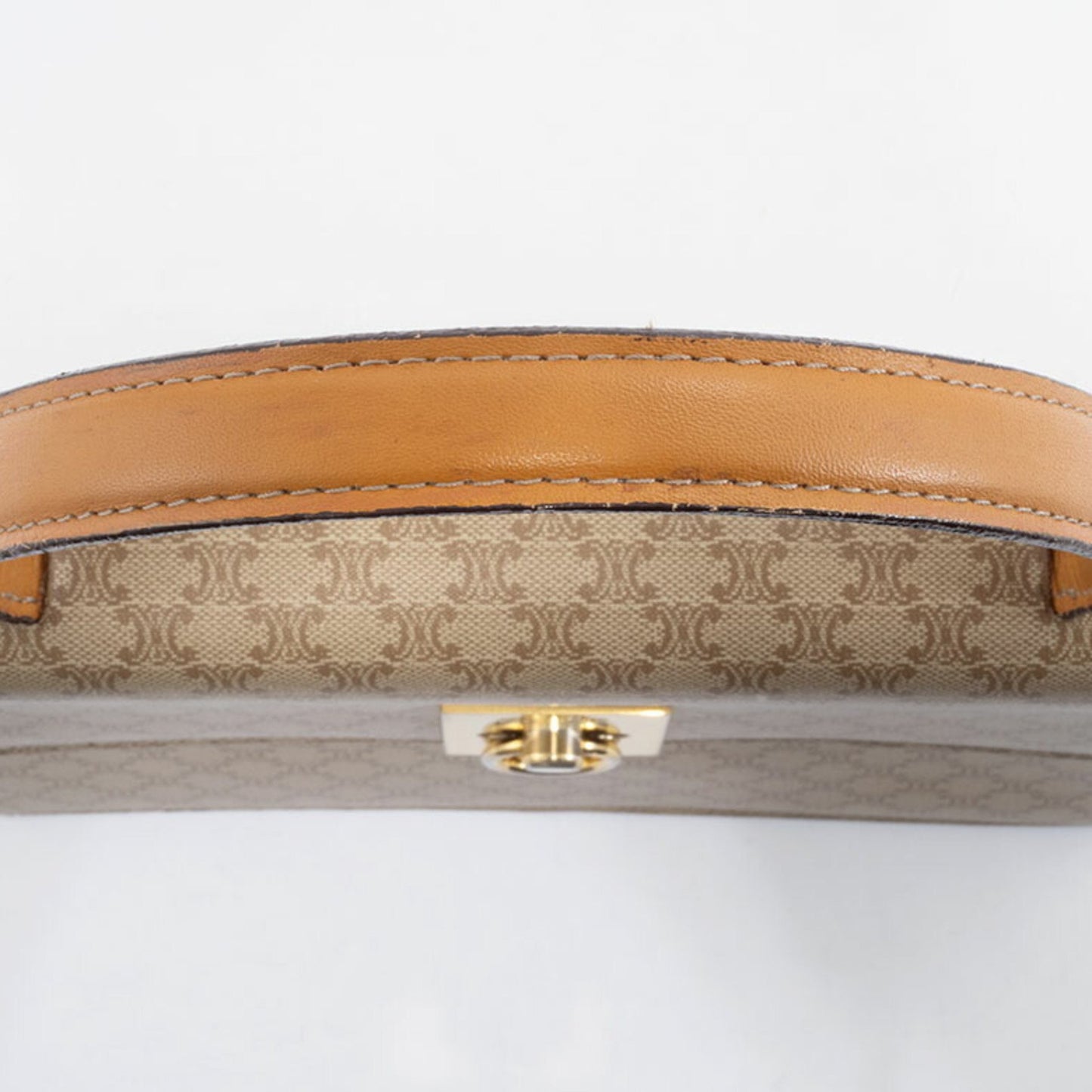 Celine Old Macadam Handbag Pvc Beige