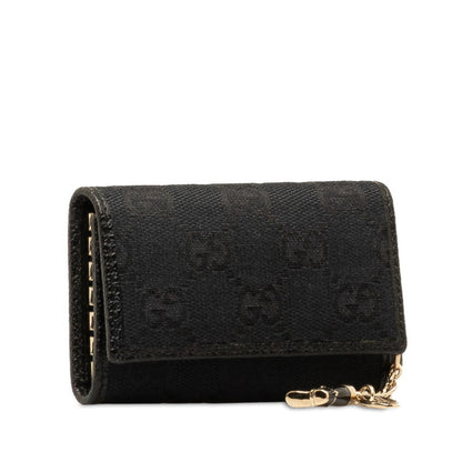Gucci Gg Canvas 6-Ring Key Case 154184 Black Leather