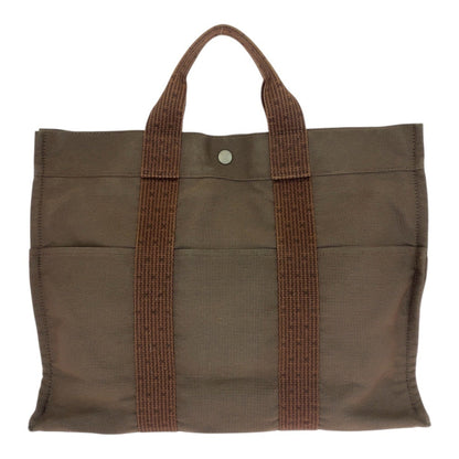 Hermes Air Line Mm Brown Canvas Tote Bag With Silver Hardware