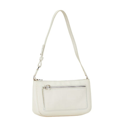 Salvatore Ferragamo Gancini Bag Pochette Au-21 4315 White Leather