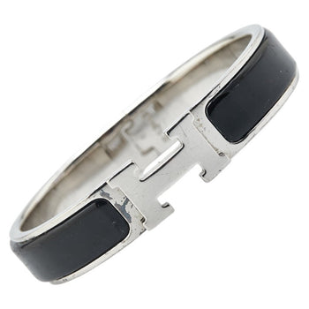 Hermes Click H Pm Bangle Silver Black Metal