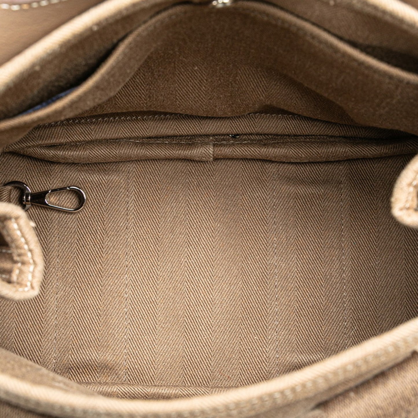 Hermes Herms Valparaiso Pm Handbag In Etoupe Greige Toile Chevron Swift