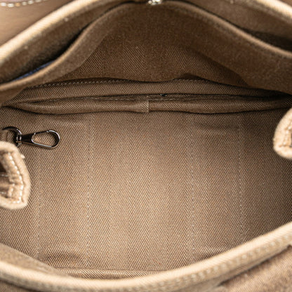 Hermes Herms Valparaiso Pm Handbag In Etoupe Greige Toile Chevron Swift