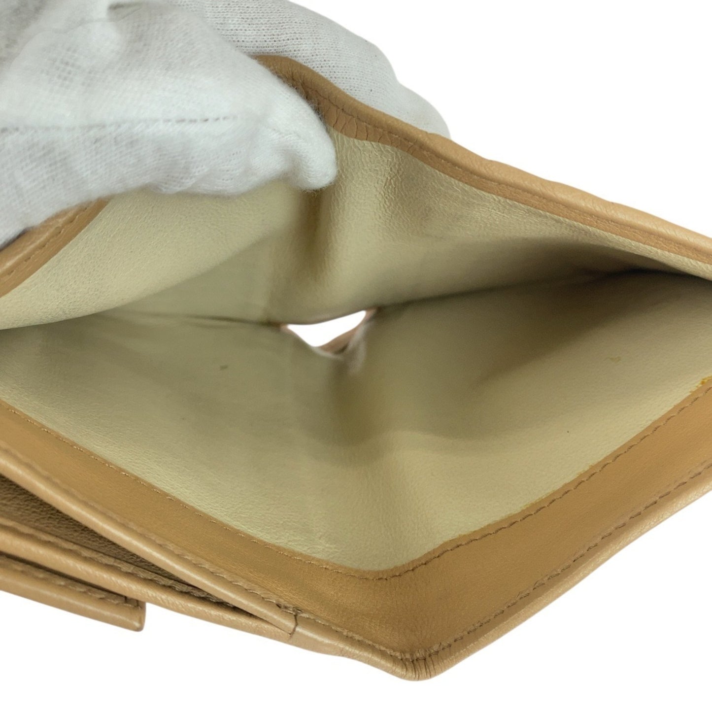 Bvlgari Chandra Beige Tweed/Leather Compact Folding Wallet (12661695) With Gold Hardware