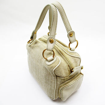 Tod'S Handbag Leather Canvas Beige