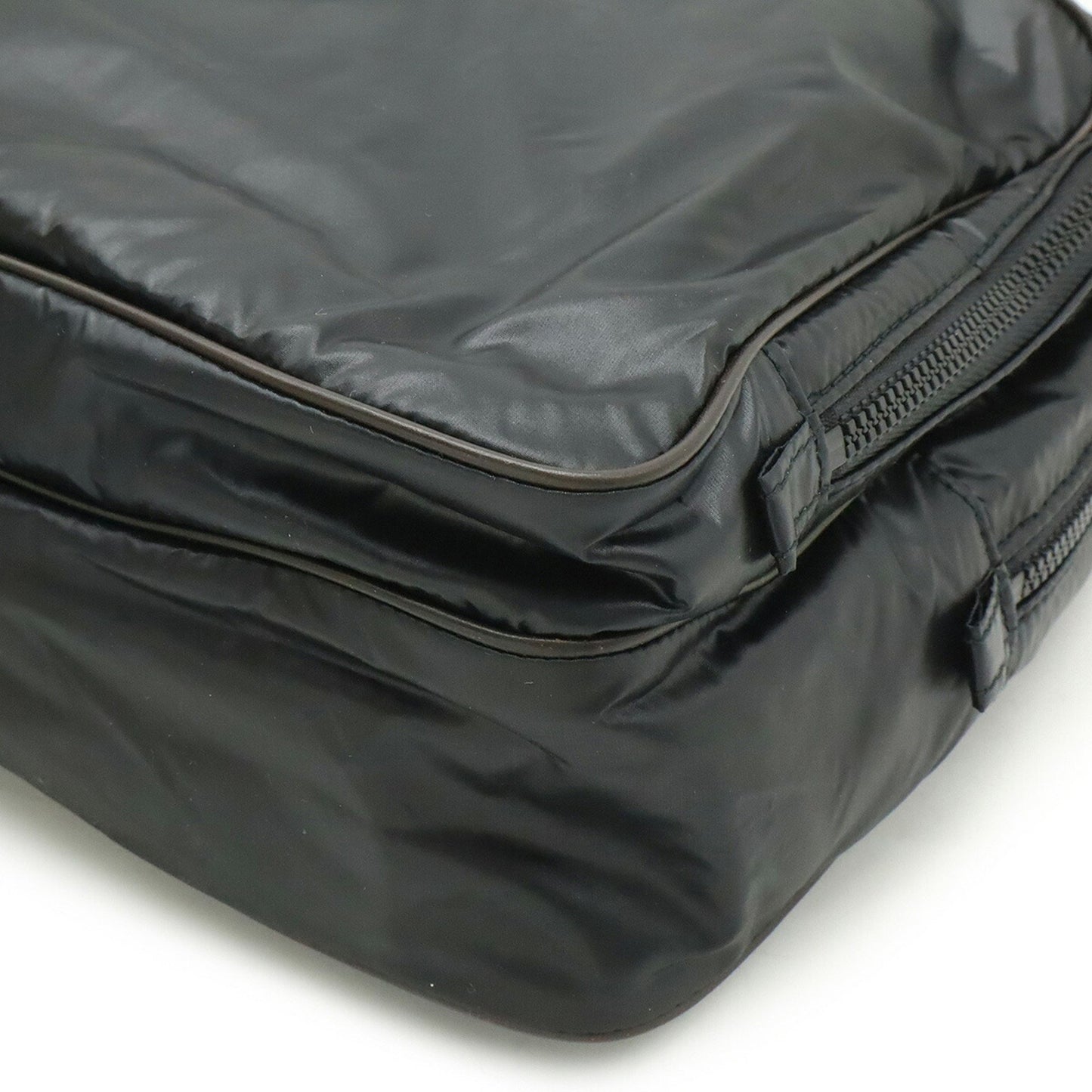 Bottega Veneta Bottega Veneta Second Bag Clutch Travel Pouch Nylon Leather Black Dark Brown