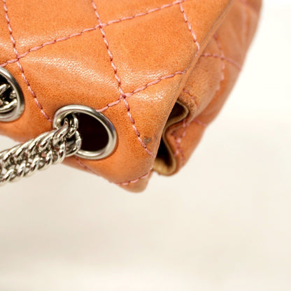 Chanel Shoulder Bag Matelasse W Chain Lambskin Pink