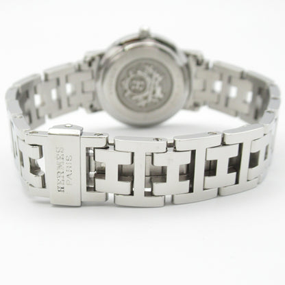 Hermes Clipper Nacle Diamond Bezel Watch Stainless Steel