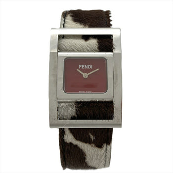 Fendi F5000 Gyro Watch Quartz Red Dial Pony Leather Belt