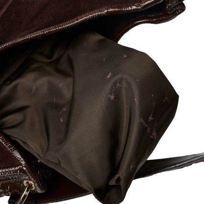 Bvlgari One Shoulder Bag Brown Canvas Leather