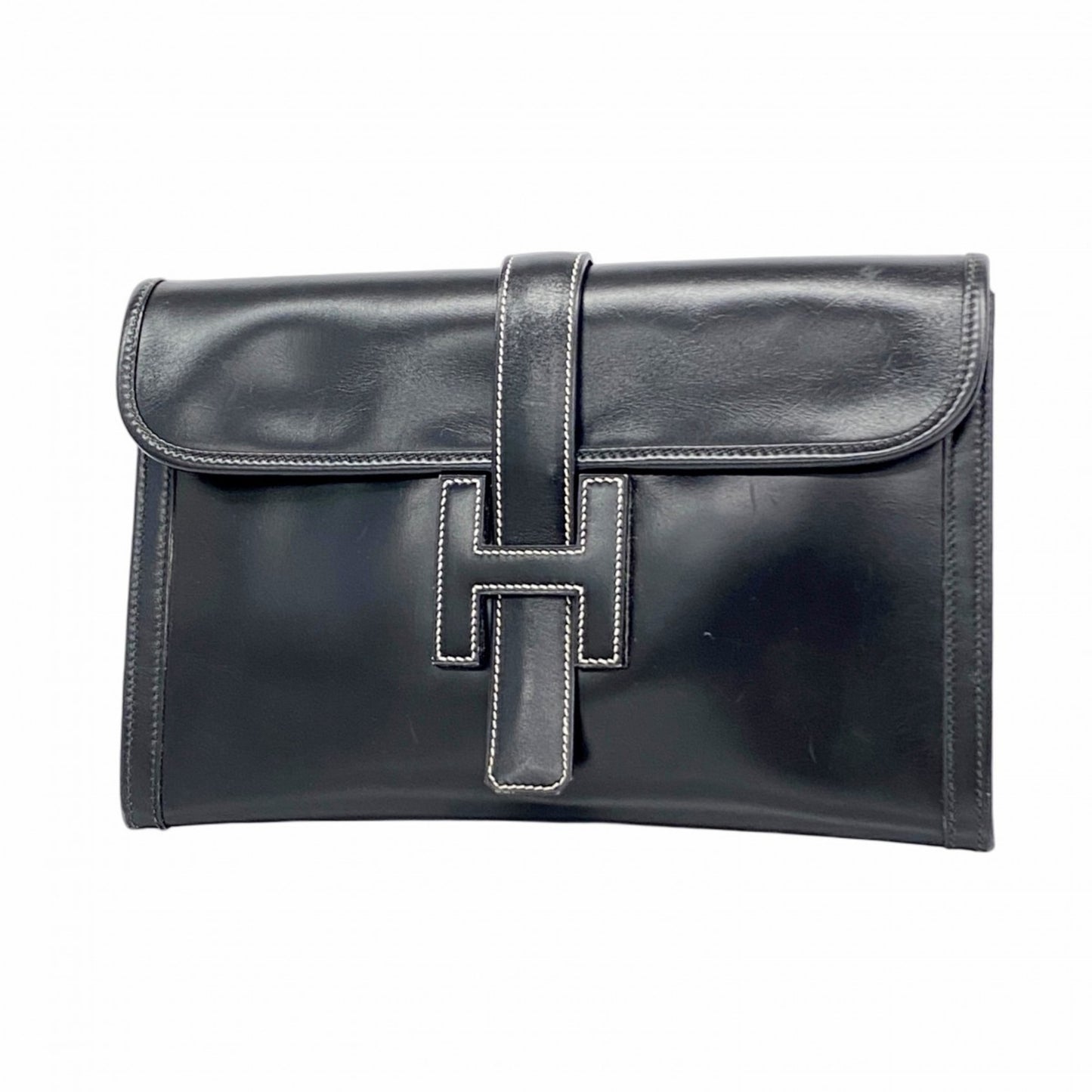 Hermes Herms Jige Pm Clutch Bag In Box Calf Leather