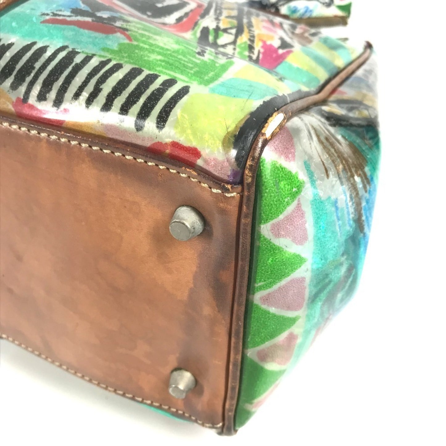 Prada Br2515 Venetian Print All-Over Triangle Logo Plaque Shoulder Bag/Tote Bag In Vinyl And Leather