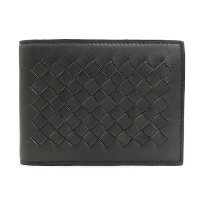Bottega Veneta Bi-Fold Wallet Intrecciato Leather Dark Grey