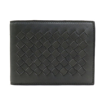 Bottega Veneta Bi-Fold Wallet Intrecciato Leather Dark Grey
